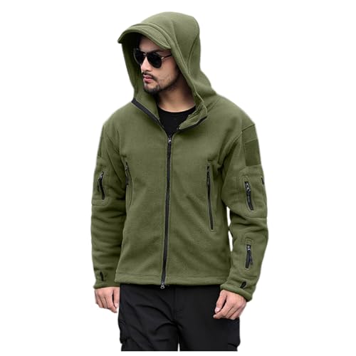 Herren Fleecejacke Military Outdoor Winddichte Jacke mit Kapuze Übergangsjacke Grün M Herren Fleecejacke Military Outdoor Winddichte Jacke mit Kapuze Übergangsjacke Grün M von SKFLABOOF