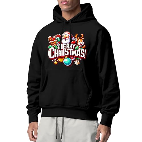 Herren Pullover Sale, Christmas Hoodie Weihnachtskleid Weihnachten Pullover Funny Sweater Ugly Weihnachts Herren Jumper Weihnachtspullover Unisex Schwarz, 3XL von SKFLABOOF