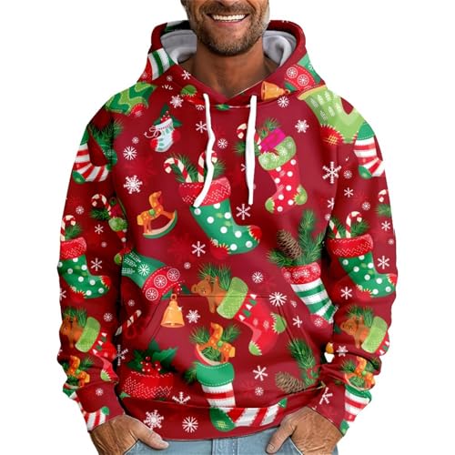 Herren Pullover Sale, Weihnachts Hoodie Ugly Sweater Christmas Partner Weihnachtspullover Pullover Weihnachten Last Herren Lustig Rot, L von SKFLABOOF