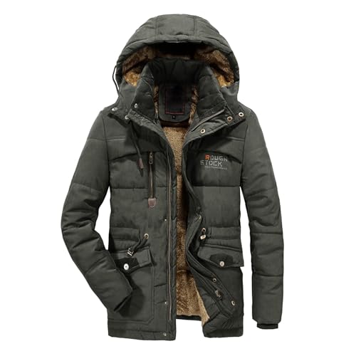 Herren Winter Skijacke Fleece Gefüttert Winterjacke Outdoor Verdickt Softshelljacke Wasserdicht Winddicht Jacke 00b Grün 3XL von SKFLABOOF