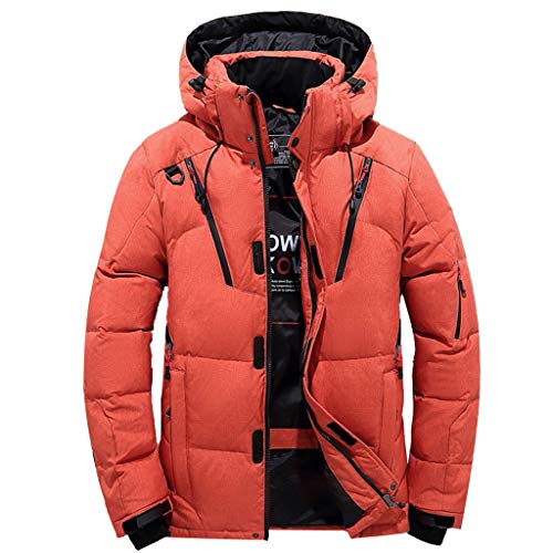 Herren Winterjacke Sale, Daunenjacke Herren Jacken Übergang Herrenjacke Parka Winterjacke Wanderjacke Arbeitsjacke Outdoorjacke Softshell Jacke Puffer Jacket Orange, 3XL von SKFLABOOF