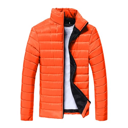 Herren Winterjacke Sale, Herren Winterjacke Leichte Jacke Sport Parka Bomberjacke Winter Herbstjacke Jogging Steppjacke Leicht Orange, L von SKFLABOOF