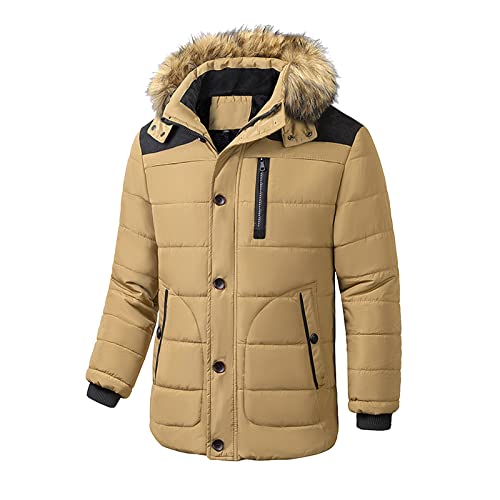 Herren Winterjacke Sale, Jacke Herren Winter Steppjacke Leicht Softshelljacken Parka Leichte Jacken Softshell Wasserdicht Sport Khaki, 3XL von SKFLABOOF