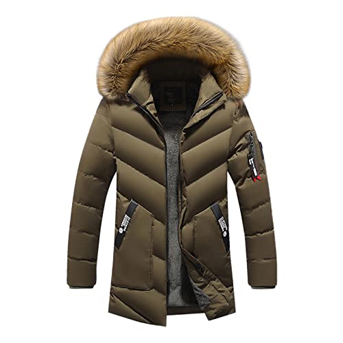 Herren Winterjacke Sale, Leichte Daunenjacke Herren Winterjacke Wanderjacke Jacke Wasserdicht Sport Jacken Übergangsjacken Softshell Outdoorjacke Steppjacke Armeegrün, L von SKFLABOOF