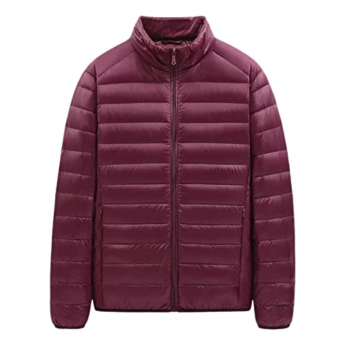 Herren Winterjacke Sale, Puffer Jacke Herren Laufjacke Outdoor Winterjacken Männer Daunenjacke Übergangsjacke Arbeit Autumn Jacket Men Mens Rot, 3XL von SKFLABOOF