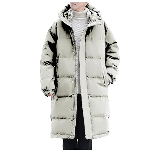 Herren Winterjacke Sale, Winterjacke Herren Puffer Jacket Jackett Winter Mantel Kaputzensweatjacke Männer Wintermantel Sweatshirt Jacke Arbeitsjacke Steppjacken Weiss, XXL von SKFLABOOF