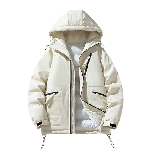 Herren Winterjacke Sale, Winterjacken Herren Steppjacke Bomberjacke Winter Parka Winterjacke Übergangsjacke Softshelljacke Jacke Mantel Männer Leicht Beige, L von SKFLABOOF