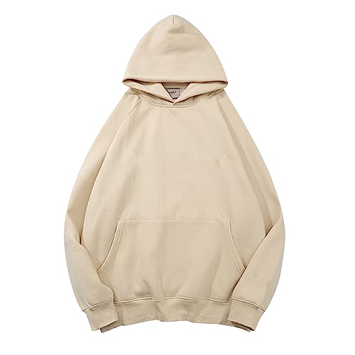 Hoodie Damen Oversize | Hoodies Für Damen Clean Girl Clothes Kuschelig Kapuzenpullover Hoodie Mit Kapuze Must Haves Frauen Oversize Pullover Cooler Teenager Mädchen Tops Sweatshirt Basic (Beige, S) von SKFLABOOF