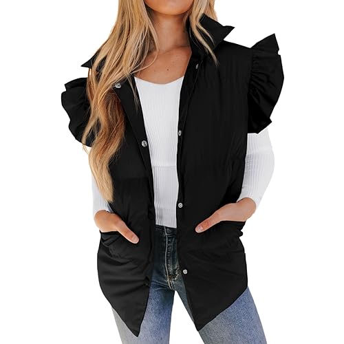 Jacke Damen Herbst Outdoor Flauschig Herbstjacke Weste Laufweste Herbst Jacke Mantel Winterjacke Schwarz One Size von SKFLABOOF