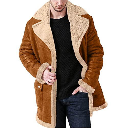 Jacke Herren Warm Bequem Sweatjacke Winterjacke Fall Sweater Stehkragen Einfarbig Parka Winter Trachtenjacke Fleecepullover Teddyjacke Gelb XXL von SKFLABOOF