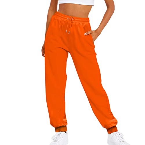 Jogginghose Damen Baggy, Sale Angebote, Baggy Jogginghose Damen Pants Yoga Freizeithose Hosen Gym Hose Elegante Trainingshose Lang Fahrradhose Outdoor Orange, L von SKFLABOOF