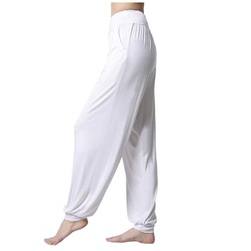 Jogginghose Damen Baggy, Sale Angebote, Capri Sporthose Damen Hosen Yoga Pants Breite Schlabberhose Sommer Hose Weites Bein Weite Baggy Jogginghose Sweathose Weiss, XXL von SKFLABOOF