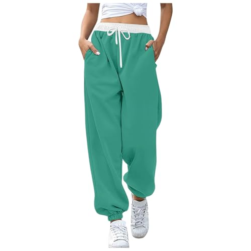 Jogginghose Damen Baggy, Sale Angebote, Outdoor Hose Damen Stoffhose Elegant Sport Jogginghose Weites Bein Laufhose Lang Beige Trekking Stretch Sommer Sporthose Große Größen Mintgrün, S von SKFLABOOF