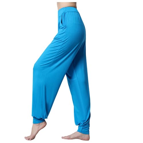 Jogginghose Damen Baggy, Sale Angebote, Sporthose Damen Große Größen Wide Leg Hose Mit Weitem Bein Weites Sommer Sport Elegante Jogginghose Outdoor Trekking Capri Blau, 3XL von SKFLABOOF