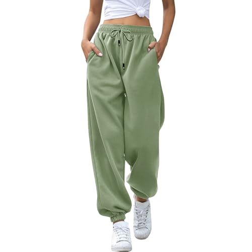 Jogginghose Damen Baggy, Sale Angebote, Sweathose Damen Stoffhose Elegant Kletterhose Joggpants Gym Hose Bequeme Sommerhose Große Größen Stretch Sommer Hosen Jogginghose Baggy Grün, M von SKFLABOOF