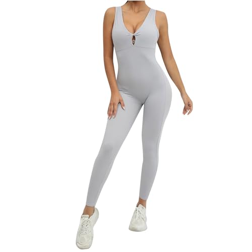 Jumpsuit Damen - Skims Dupe Bodysuit Women Einteiler Ärmellos Romper Bauchweg Overall Damen Ganzkörperanzug Elegant Für Hochzeit Grau, S von SKFLABOOF