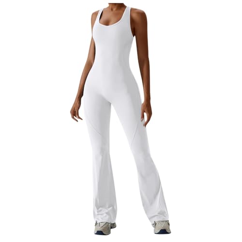 Jumpsuits Für Damen - Eng Ganzkörperanzug Rückenfrei Skims Dupe Bodysuit Women Ärmellos Overall Damen Romper Für Hochzeit Festlich Weiss, L von SKFLABOOF