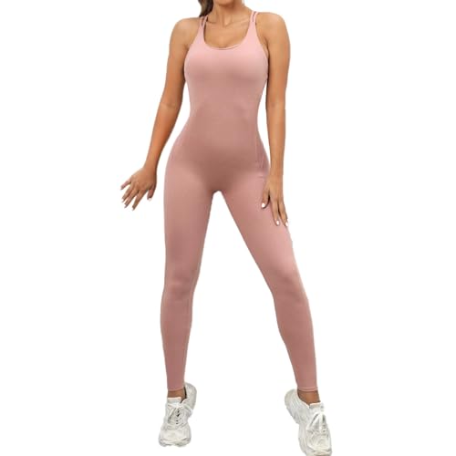 Jumpsuits Für Damen - Skims Dupe Overall Ärmellos Einteiler Romper Damen Bodysuit Women Ganzkörperanzug Elegant Für Hochzeit Rosa, L von SKFLABOOF