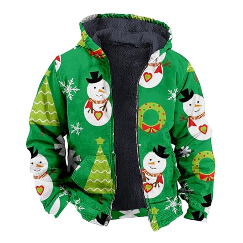 Kapuze Fleecejacke Herren Weihnachtsjacke Winter Trachtenjacke Fleecejacke Fall Sweater Fleece Chromatisch Bequem Teddyjacke Winterjacke Fleecepullover Grün XL von SKFLABOOF