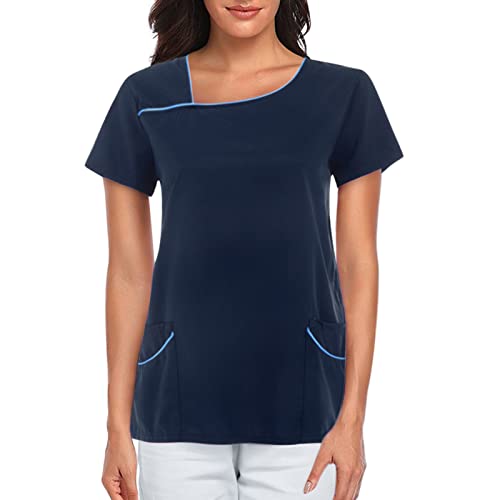 Kasacks Damen Pflege Krankenpflegeuniform Große Größen Kurzarm Dress Kragen T-Shirts Katze Weiss Pflegebekleidung Kasacks V Ausschnitt Altenpflege Tops Kasaks Pullover von SKFLABOOF