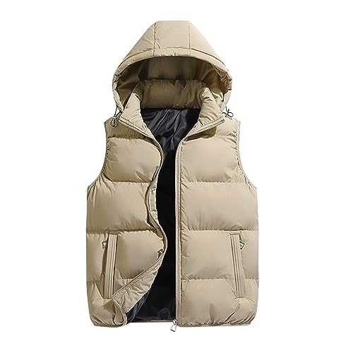 Meine bestellungen, Ärmellose Weste Herren Daunenjacken Gilet Lightweight Steppweste Leicht Puffer Jacke Lang Fahrrad Winter Warm Khaki, XL von SKFLABOOF