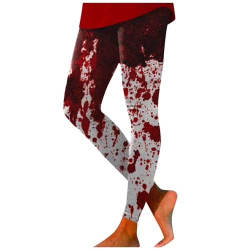 Meine bestellungen, Blood Halloween Kostüm Damen Leggings - Blickdicht Sportleggins Für Damen Lange Yoga Hose High Waist Leggings Lang Yogahose Festival Spook Haunt Wein, S von SKFLABOOF