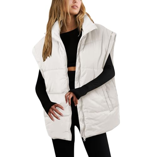 Meine bestellungen, Damen-Westen Steppweste Damen Leicht Damenwesten Große Größen Kurz Ärmellos Weste Dünn Kurze Puffer Jacke Weiss, XL von SKFLABOOF