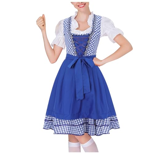 Meine bestellungen, Dirndel - Dirndl Grosse Grössen Trachtenblusen Hochgeschlossen Midi Bluse Trachtenkleider Modern Oktoberfest Trachtenmode Für Damen Trachten Drindl Blau, S von SKFLABOOF