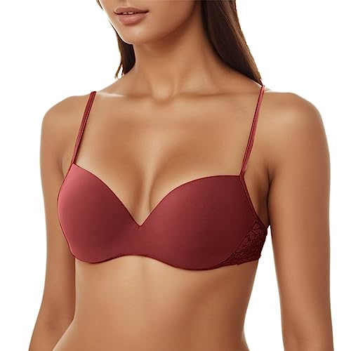 Meine bestellungen, Dirndl BH Push Up - Damen-BHS Dirndl-BHS Strapsen Dirndl-BH Stützende mit Bügel BHS Damen Spitze Büstenhalter (Rot, 38/85B) von SKFLABOOF