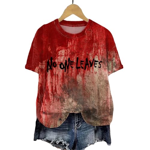 Meine bestellungen, Halloween Blutiges T-Shirt - Festival Damen Shirt Lustig Shirts Bloody Fun-T Print Kleidung Tops Oberteile B, L von SKFLABOOF