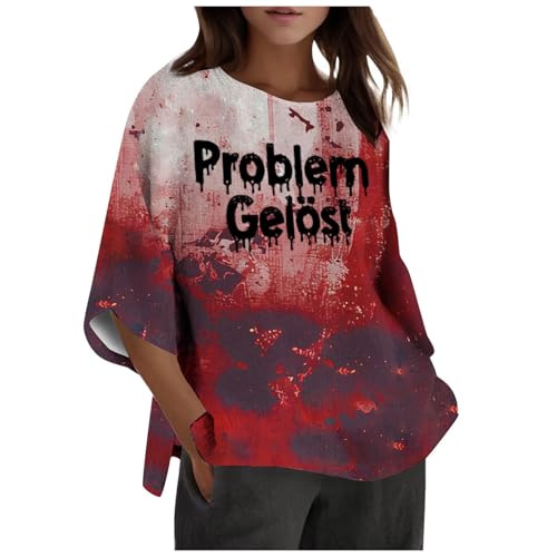 Meine bestellungen, Halloween Blutiges T-Shirt - Festival Tshirt Damen Print Tunika Kostüm Blood Oberteile Lustig Bedruckte Tops Shirts Marine, XL von SKFLABOOF