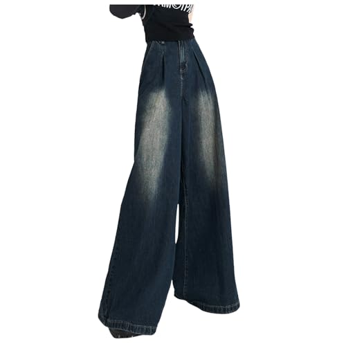 Meine bestellungen, High Waist Jeans Damen Mom Weite Hose Jogger Trendyol Kleid Schlupfjeans Weites Bein Weit Straight Low Baggy Mit Weitem Outfit 90er Jahre Blau, XS von SKFLABOOF