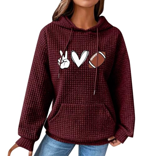 Meine bestellungen, Hoodie Damen Oversize - Top Elegant Kapuzen Sweatjacke Streetwear Hoodies Pullover Mit Kapuze Pulli Sport Sweatshirt Kapuzenpulli (Rot, XXL) von SKFLABOOF