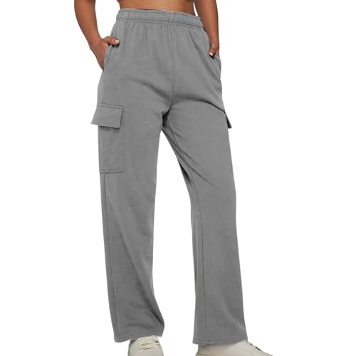 Meine bestellungen, Jogginghose Damen Baggy Fahrradhose Treckinghose-Damen Stretch Hose Sommer Joggpants Freizeithose Breite Hosen Leicht Sporthose Grau, XL von SKFLABOOF