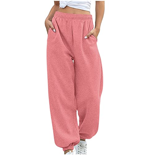 Meine bestellungen, Jogginghose Damen Baggy Hosen Sommer Hose Weitem Bein Jogpants Elegant Beige Funktionshose Wander Outdoor Trekking Yogahose Sweathose Rosa, M von SKFLABOOF