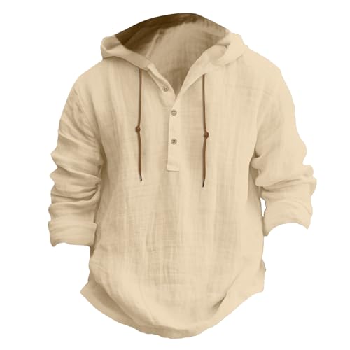 herrenhemden Langarm, Leinenhemd Herren - Langarm Hemden mit Kapuze Sommer Hoodie Hawaii Hemd Männer Einfarbig Lässig Sommerhemd Freizeithemden Langarmshirt Linen Kapuzenhemd 001k Beige, M herrenhemden Langarm, Leinenhemd Herren - Langarm Hemden mit Kapuze Sommer Hoodie Hawaii Hemd Männer Einfarbig Lässig Sommerhemd Freizeithemden Langarmshirt Linen Kapuzenhemd 001k Beige, M von SKFLABOOF