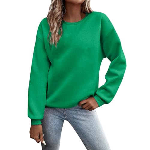 Meine bestellungen, Sweatshirt Damen Ohne Kapuze - Damen Pullover Streetwear Casual Sweaters Yk2 Klamotten Mädchen Oversize Oberteil Oberteile Longsleeve Top (Grün, M) von SKFLABOOF