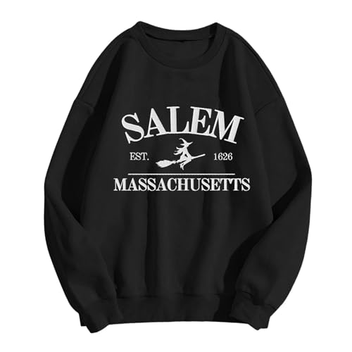 Meine bestellungen, Sweatshirt Damen Ohne Kapuze - Klamotten Teenager Mädchen Y2k Oversize Pulli Lässig Pullover Women's Shirt Damen Baggy Top (Schwarz, S) von SKFLABOOF