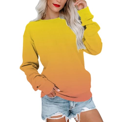 Meine bestellungen, Sweatshirts Für Damen - Sweatshirt Pulli Teenager Mädchen Sport Kleidung Y2k Klamotten Shirt Oversize Women's Tops Bekleidung (Orange, XL) von SKFLABOOF