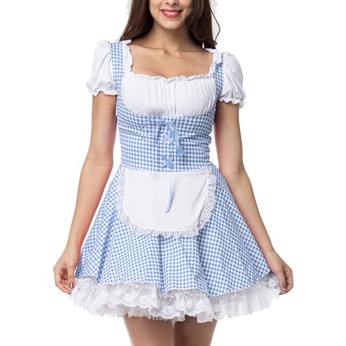 Meine bestellungen, Trachtenrock Damen - Dirndl Kleid Trachtenmode Trachtenblusen Bluse Oktoberfest Hochgeschlossen Trachtenbluse Mädchen C, XXL von SKFLABOOF