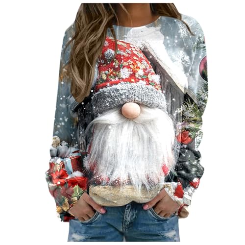 Meine bestellungen, Weihnachtspulli Damen Pullover Winterpullover Print Shirts Pullis Teenager Mädchen Oversize Weihnachtskostüm Weihnachtspullover Light Purple, S von SKFLABOOF