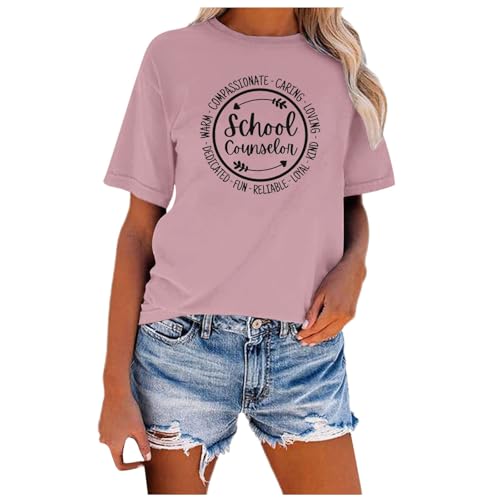 Meine bestellungen, Womens Back to School Clothes - Damen SchoolSchool Shirts for Women Womens Teacher Happy Tshirts Cute Back to Clothes Schule Teaching T Shirt Tops Rosa, S von SKFLABOOF