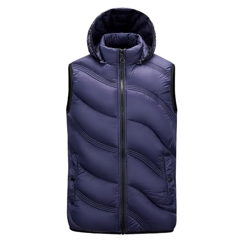 Meine bestellungen anzeigen, Daunenweste Herren mit Kapuze Steppweste Weste Elegant Golf Softshell Sportweste Herrenjacken Übergang Dark Blue, 4XL von SKFLABOOF