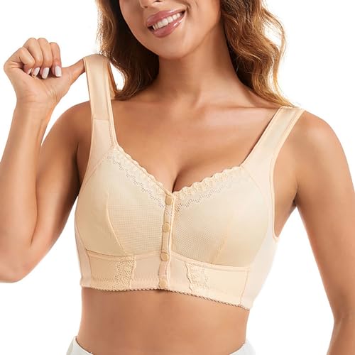 Meine bestellungen anzeigen, Spitzen Dirndl BH - Push Up Bra Ohne Bügel Women's Bügellos Bequem Klassische BHS Für Damen Comfit Büstenhalter Women Spitze mit Vorderverschluss Beige, 50 von SKFLABOOF