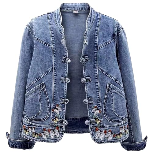 Meine bestellungen anzeigen 2024, Damen-Jeansjacken Jeans Jacken Für Damen Jacket Blouson Jacke Sommer Bomberjacke Jeansjacke Mädchen Sommerjacke Übergangsjacke Blau, XXL von SKFLABOOF