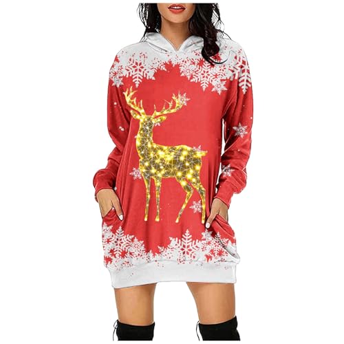 Meine bestellungen anzeigen 2024, Kleid Weihnachten Kleidung Schöne Kleider Weihnachtskleid Damen Pullover Christmas Dress Weihnachtspullover Lustig Winter Watermelon Red, XXL von SKFLABOOF