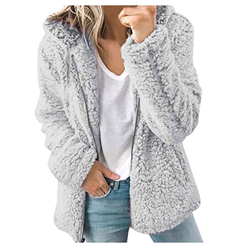 Meine bestellungen anzeigen 2024, Teddyjacke Damen Winter Kurzmantel Teddy Fleecejacke Jacke Kurz Strickjacke Fleecejacken Für Winterjacke Grau, XXL von SKFLABOOF