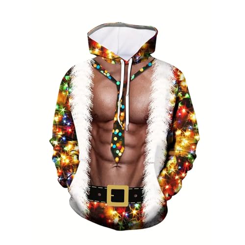 Meine bestellungen anzeigen 2024, Weihnachts Hoodie Weihnachtsmann Pullover Weihnachten Herren Weihnachtspullover Männer Ugly Sweater Christmas Lustig Paar Gelb, 4XL von SKFLABOOF