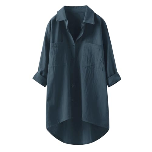 Musselin-Bluse-Damen - Lang Musselin Bluse mit Knopfleiste Oberteile Tunika Langarm Lange Elegant Pullover Mit Knopfleiste Long Stehkragen Longshirt Longbluse Leinenbluse 010J Dunkelgrau, XXL Musselin-Bluse-Damen - Lang Musselin Bluse mit Knopfleiste Oberteile Tunika Langarm Lange Elegant Pullover Mit Knopfleiste Long Stehkragen Longshirt Longbluse Leinenbluse 010J Dunkelgrau, XXL von SKFLABOOF