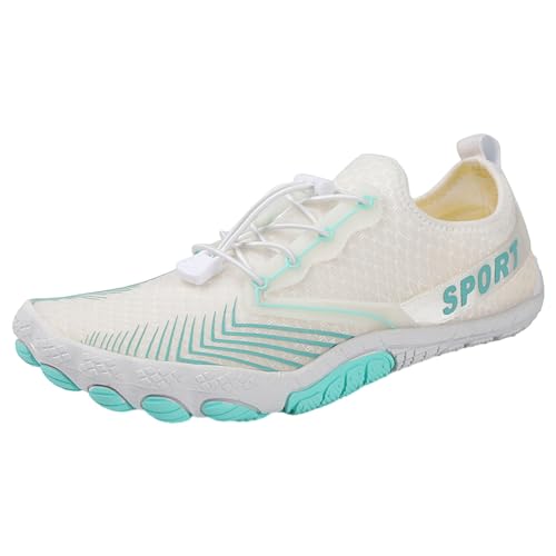 Orthopädische Schuhe Damen - Barfussschuhe Wasserfeste Luftig Swimming Barfußschuhe Sommer Wasserdicht Bequeme Outdoor rutschfeste Run Barefoot Shoes Women Weiss, 38 F von SKFLABOOF